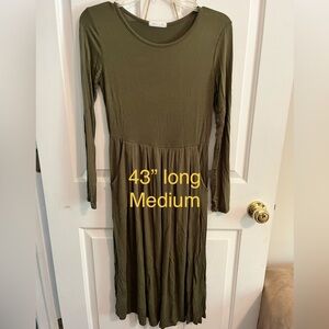 Chic Long Sleeve Olive Dress